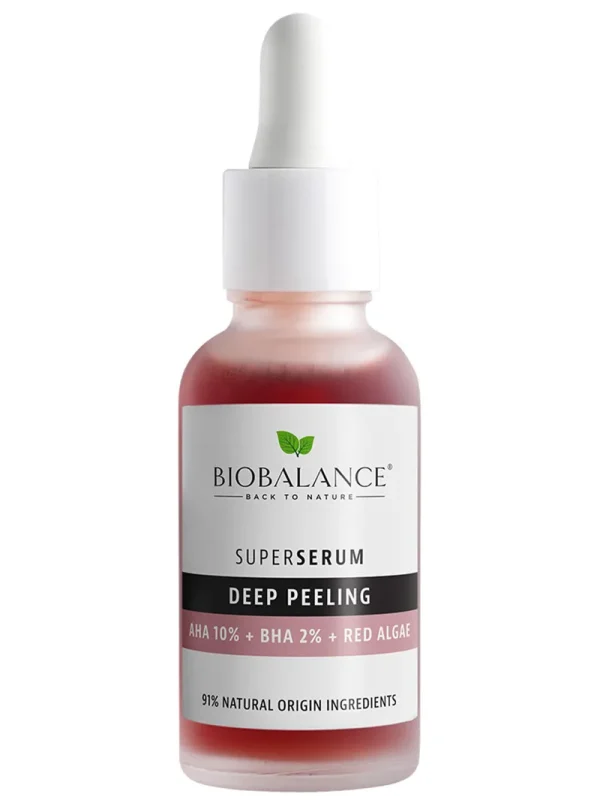 BioBalance Luxury Deep Peeling Super Serum with 10% AHA and 2% BHA, enriched with Red Algae for Brightening, Deep Exfoliation, and Skin Tone Unification | Dermatologically Tested, 91% Natural Origin, Nighttime Facial Treatment for Radiant, Smooth, and Refined Skin Texture