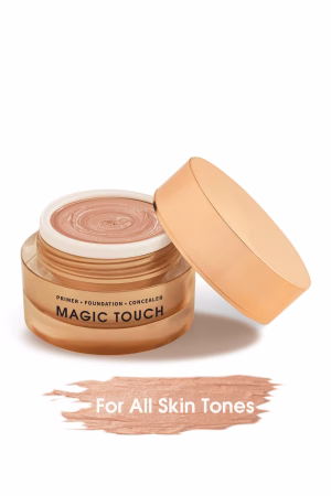 Magic Touch 3-in-1 primer, foundation, and concealer with vitamin C for flawless, smooth, radiant skin.