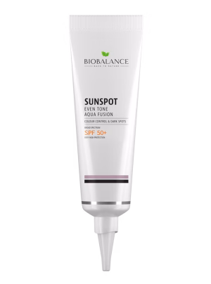 biobalance sunspot even tone SPF 50+ aqua fusion sunscreen for colour control and dark spots